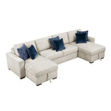 8548BE*42VC2AA (4)3-Piece Sectional with Reversible Chaises and Hidden Storage from Homelegance - Luna Furniture