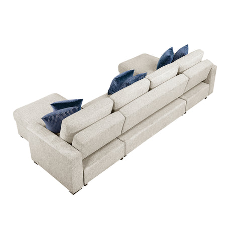 Isla Beige 3-Piece Sectional with Reversible Chaises, Pull-out Bed and Hidden Storage, Click Motion Back from Homelegance - Luna Furniture