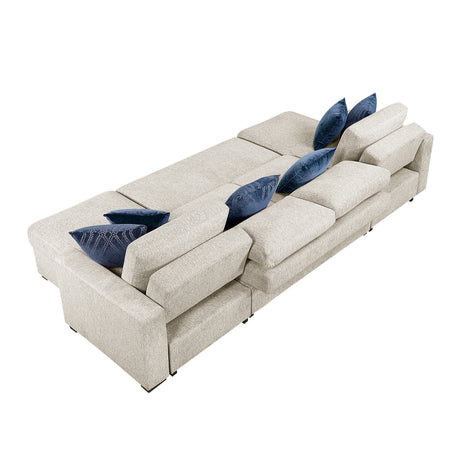 Isla Beige 3-Piece Sectional with Reversible Chaises, Pull-out Bed and Hidden Storage, Click Motion Back from Homelegance - Luna Furniture