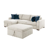 8548BE*4VC2ACLAOT (4)3-Piece Sectional with Reversible Chaise, Pull-out Bed, Hidden Storage and Ottoman, Click Motion Back from Homelegance - Luna Furniture