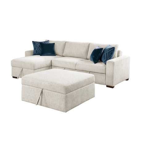 8548BE*4VC2ACLAOT (4)3-Piece Sectional with Reversible Chaise, Pull-out Bed, Hidden Storage and Ottoman, Click Motion Back from Homelegance - Luna Furniture