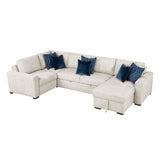 8548BE*5VC2ACLCRACA (5)4-Piece Sectional with Reversible Chaise, Pull-out Bed and Hidden Storage from Homelegance - Luna Furniture