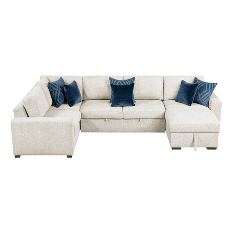 8548BE*5VC2ACLCRACA (5)4-Piece Sectional with Reversible Chaise, Pull-out Bed and Hidden Storage from Homelegance - Luna Furniture