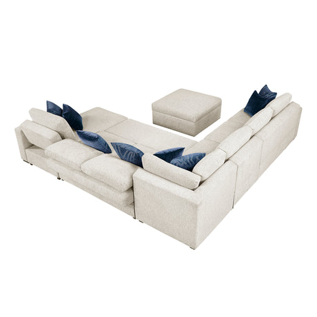 8548BE*7VC2ACR2ACLACAOT (7)6-Piece Sectional with Reversible Chaise, Pull-out Bed, Hidden Storage and Ottoman from Homelegance - Luna Furniture