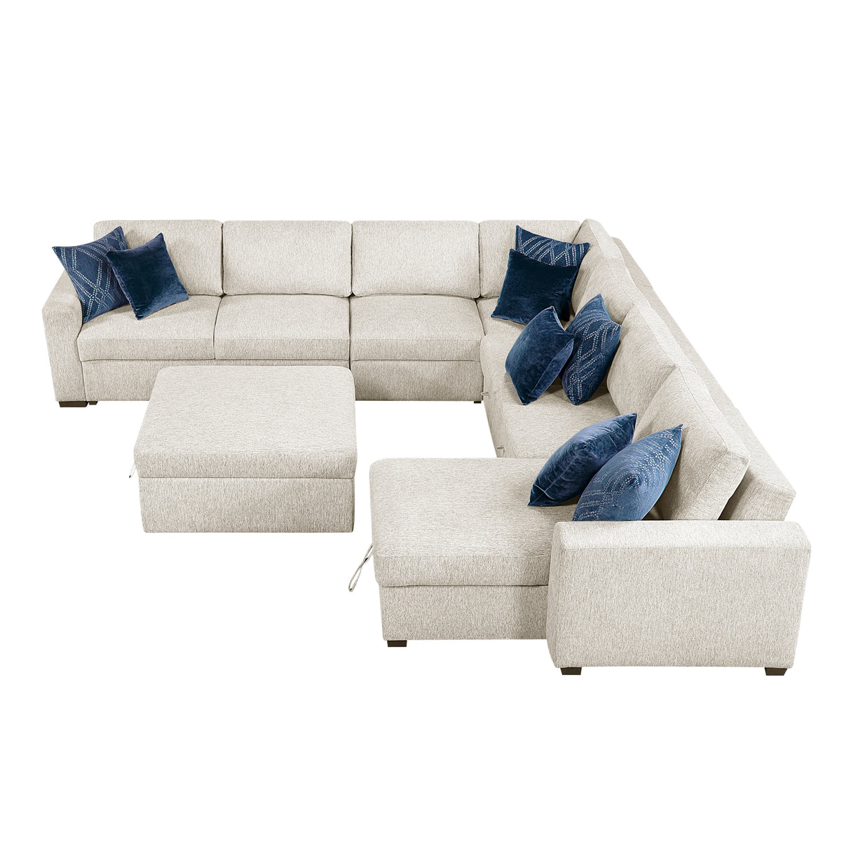 Isla Beige 6-Piece Sectional with Reversible Chaise, Pull-out Bed, Hidden Storage and Ottoman from Homelegance - Luna Furniture