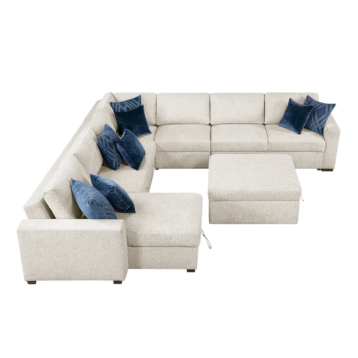 Isla Beige 6-Piece Sectional with Reversible Chaise, Pull-out Bed, Hidden Storage and Ottoman from Homelegance - Luna Furniture