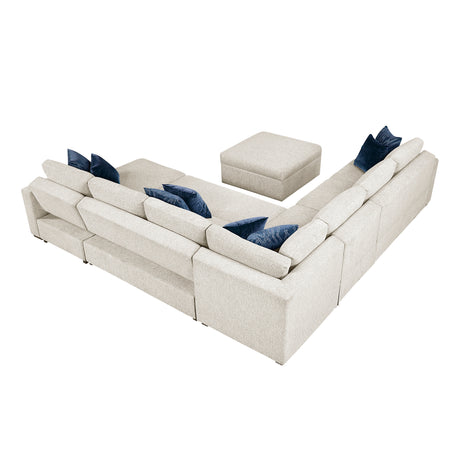 8548BE*7VC2ACR2ACLACAOT (7)6-Piece Sectional with Reversible Chaise, Pull-out Bed, Hidden Storage and Ottoman from Homelegance - Luna Furniture