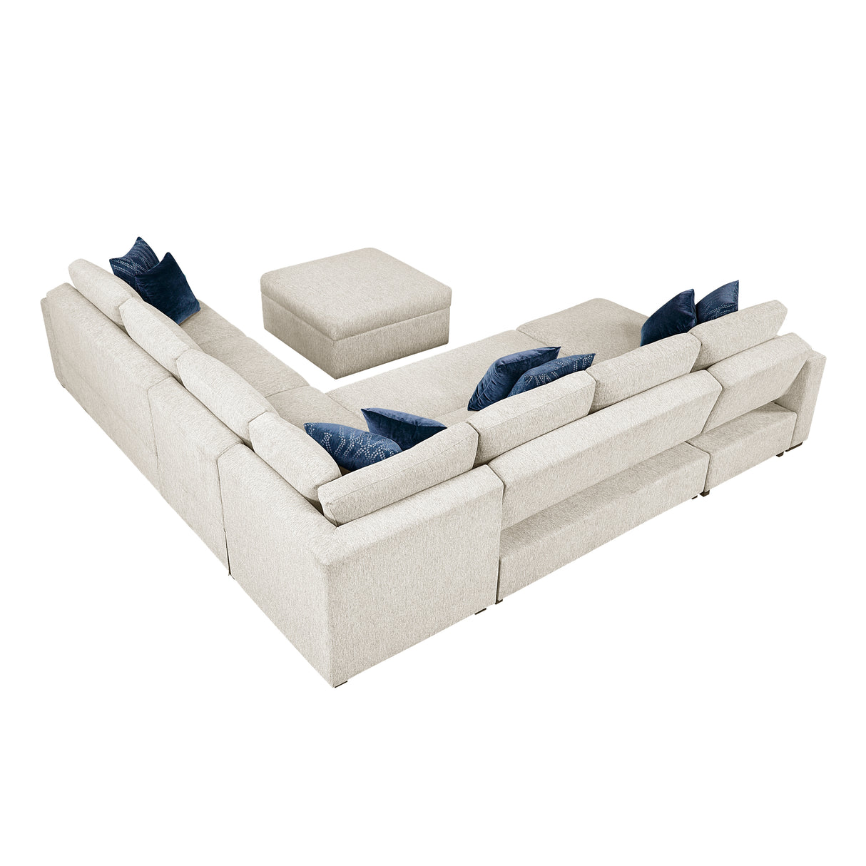 Isla Beige 6-Piece Sectional with Reversible Chaise, Pull-out Bed, Hidden Storage and Ottoman from Homelegance - Luna Furniture