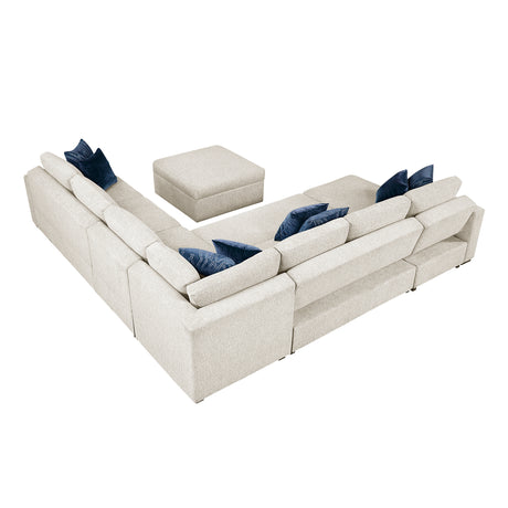 8548BE*7VC2ACR2ACLACAOT (7)6-Piece Sectional with Reversible Chaise, Pull-out Bed, Hidden Storage and Ottoman from Homelegance - Luna Furniture