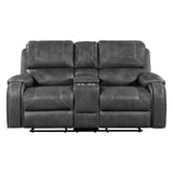 Newnan Gray Double Glider Reclining Loveseat with Center Console from Homelegance - Luna Furniture