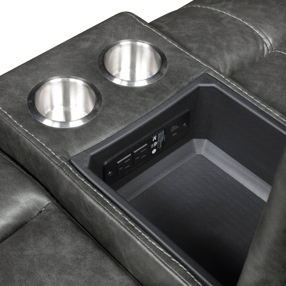 Newnan Gray Double Glider Reclining Loveseat with Center Console from Homelegance - Luna Furniture