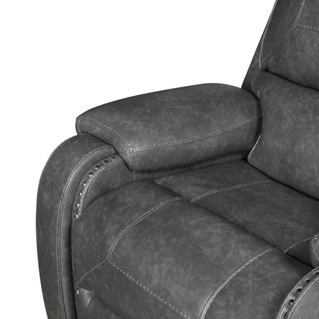 Newnan Gray Double Glider Reclining Loveseat with Center Console from Homelegance - Luna Furniture
