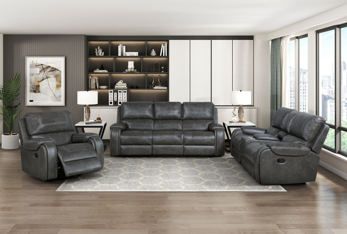 Newnan Gray Double Reclining Sofa from Homelegance - Luna Furniture