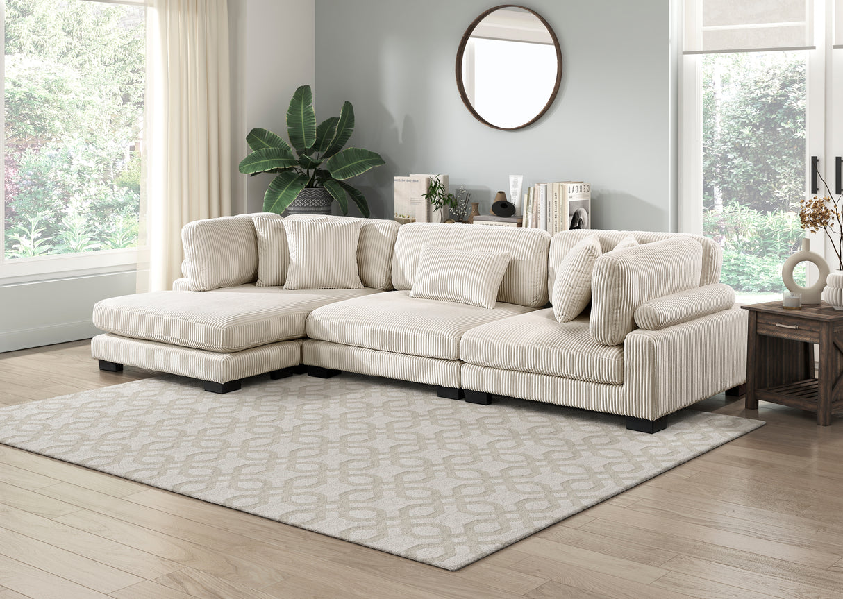 Traverse Beige Corduroy Corner Seat from Homelegance - Luna Furniture