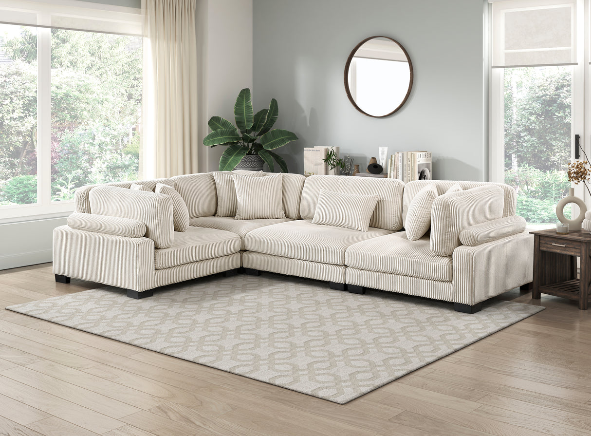 Traverse Beige Corduroy Corner Seat from Homelegance - Luna Furniture