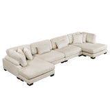 Traverse Beige 4-Piece Corduroy Modular Sectional with Ottoman