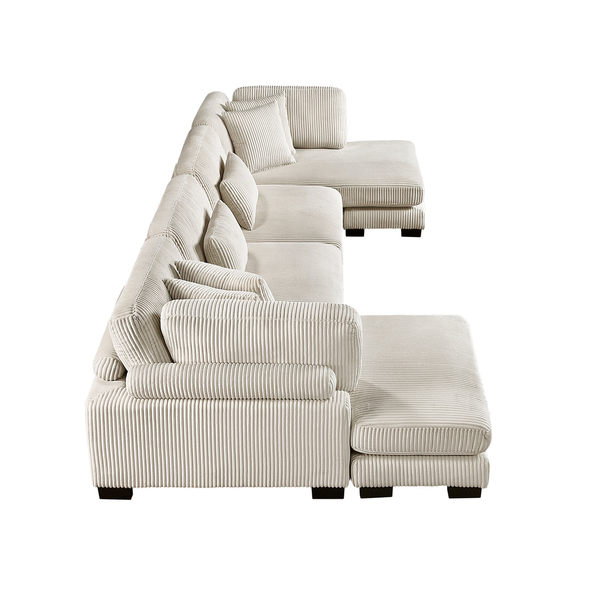 Traverse Beige 4-Piece Corduroy Modular Sectional with Ottoman