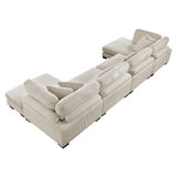 Traverse Beige 4-Piece Corduroy Modular Sectional with Ottoman