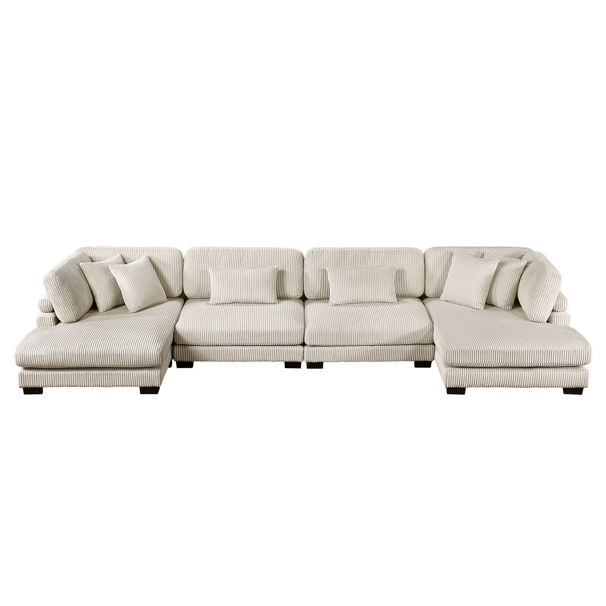 Traverse Beige 4-Piece Corduroy Modular Sectional with Ottoman