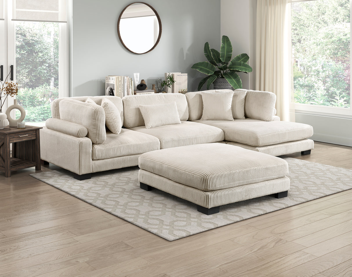 Traverse Beige Corduroy Ottoman from Homelegance - Luna Furniture