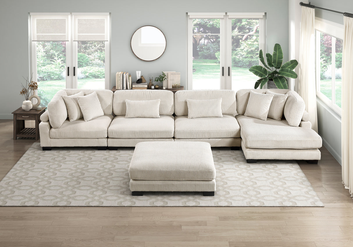 Traverse Beige Corduroy Ottoman from Homelegance - Luna Furniture