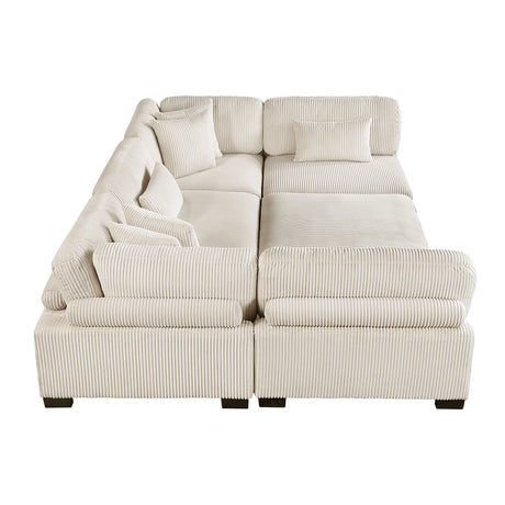 Traverse Beige Corduroy 6-Piece Modular Sectional with Ottoman from Homelegance - Luna Furniture