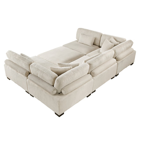 Traverse Beige Corduroy 6-Piece Modular Sectional with Ottoman from Homelegance - Luna Furniture