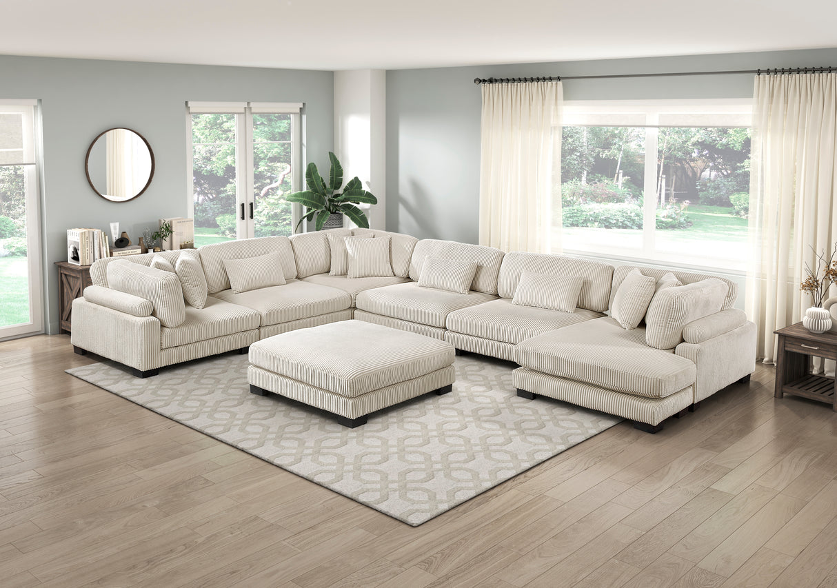 Traverse Beige Corduroy Ottoman from Homelegance - Luna Furniture