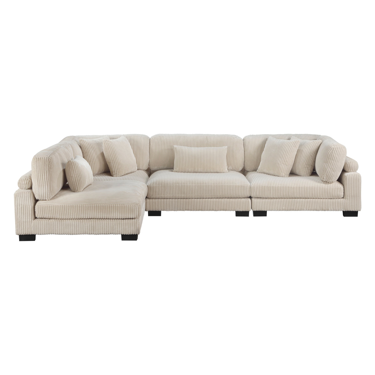 Traverse Beige 4-Piece Corduroy Modular Sectional with Ottoman from Homelegance - Luna Furniture