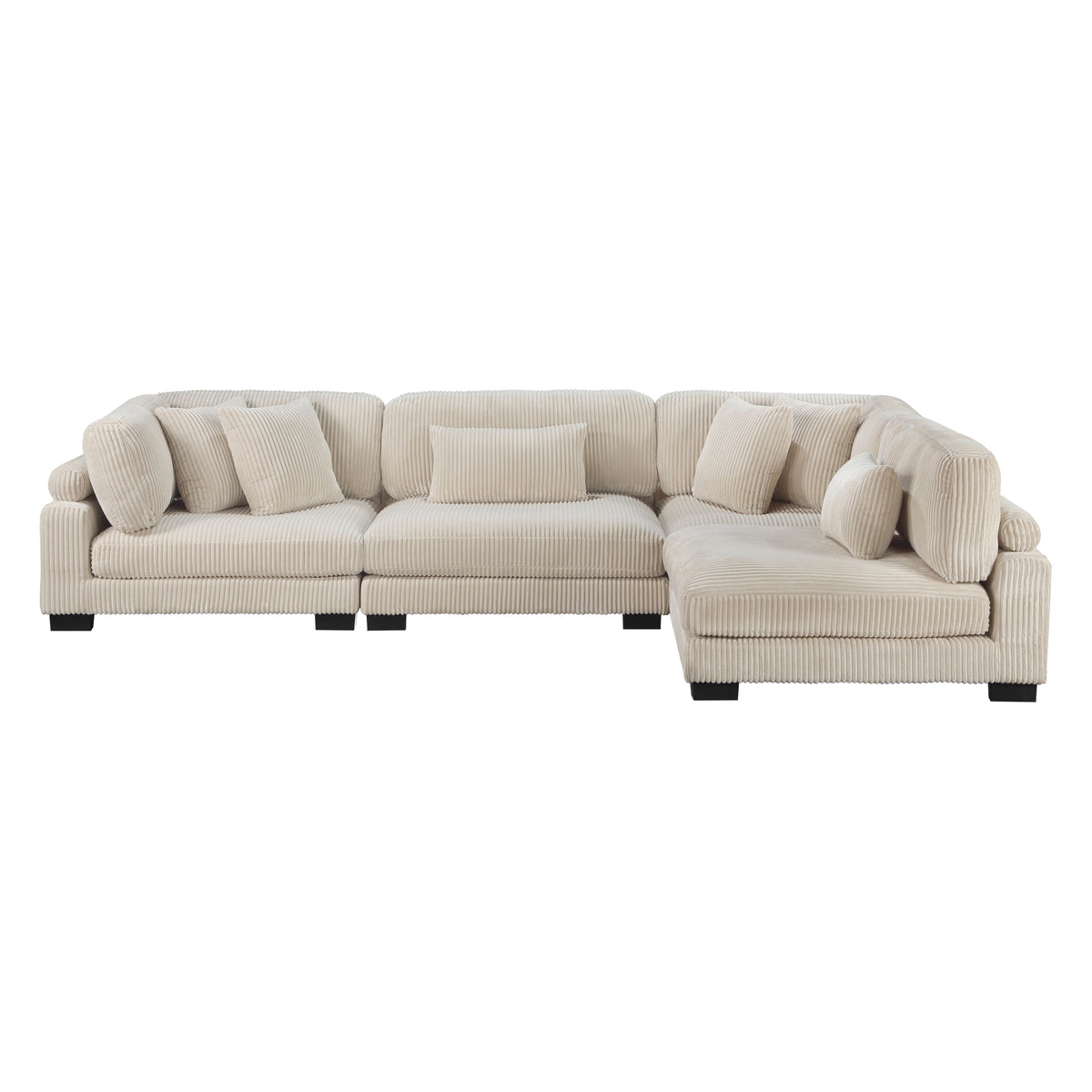 Traverse Beige 4-Piece Corduroy Modular Sectional with Ottoman from Homelegance - Luna Furniture