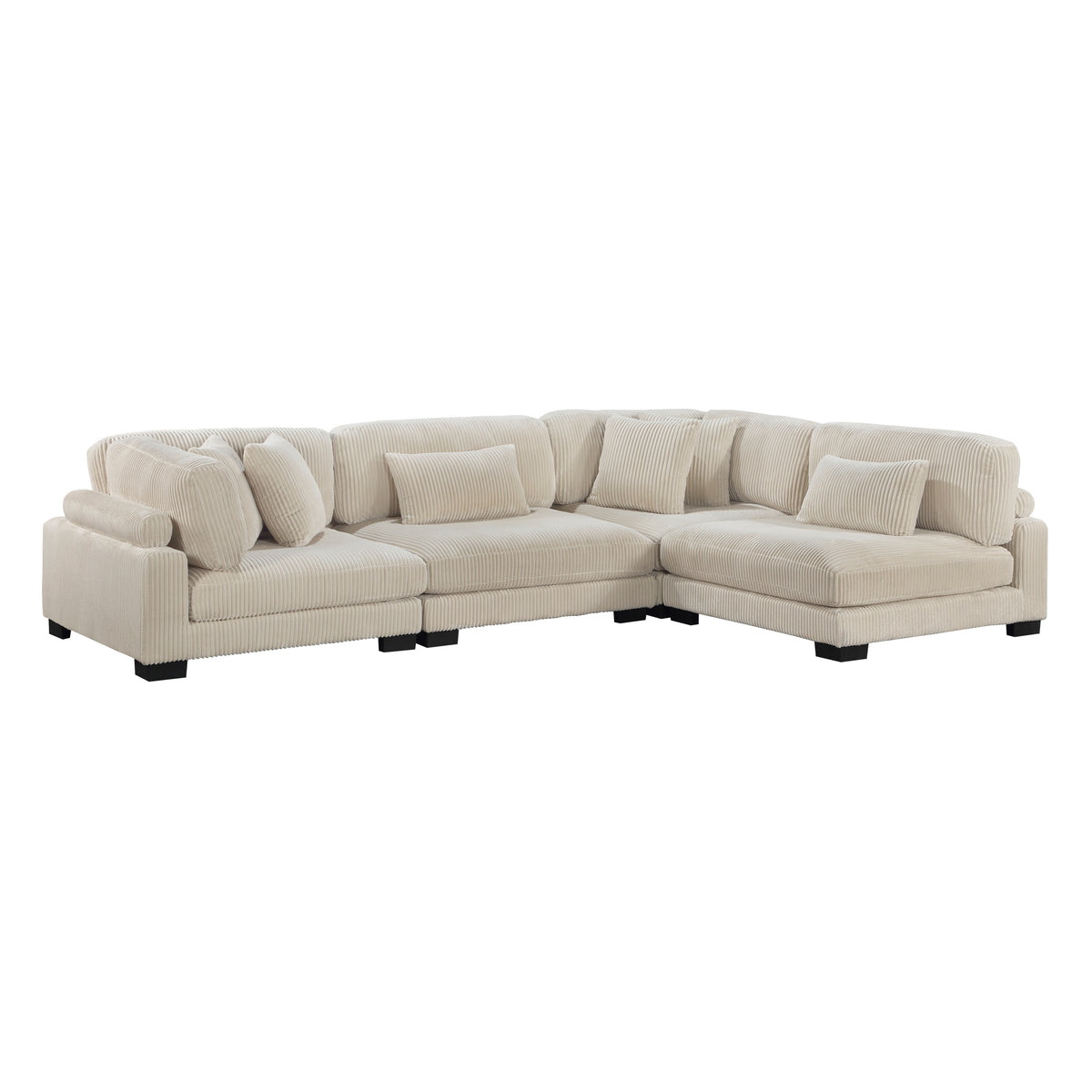 Traverse Beige 4-Piece Corduroy Modular Sectional with Ottoman from Homelegance - Luna Furniture