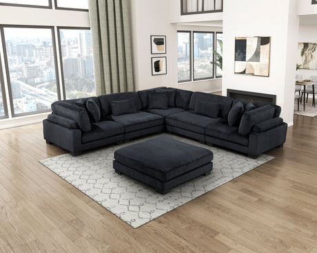 8555BK*3CR2ACOT (6)6-Piece Modular Sectional with Ottoman from Homelegance - Luna Furniture