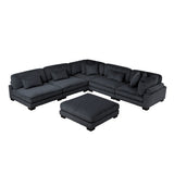 Traverse Black 5-Piece Corduroy Modular Sectional with Ottoman from Homelegance - Luna Furniture