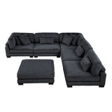 Traverse Black 5-Piece Corduroy Modular Sectional with Ottoman from Homelegance - Luna Furniture
