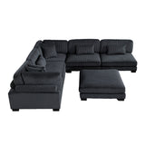 Traverse Black 5-Piece Corduroy Modular Sectional with Ottoman from Homelegance - Luna Furniture