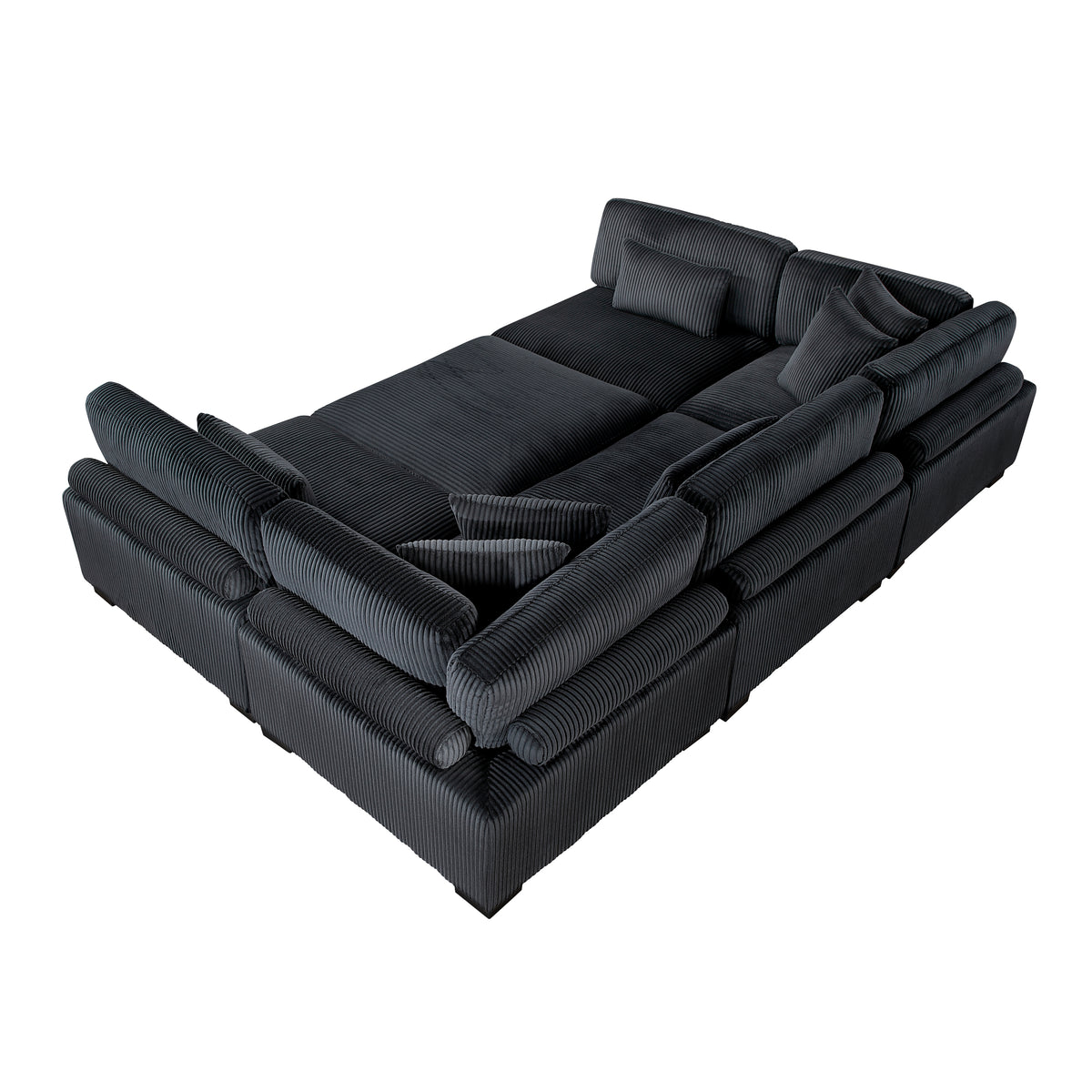 Traverse Black 5-Piece Corduroy Modular Sectional with Ottoman from Homelegance - Luna Furniture