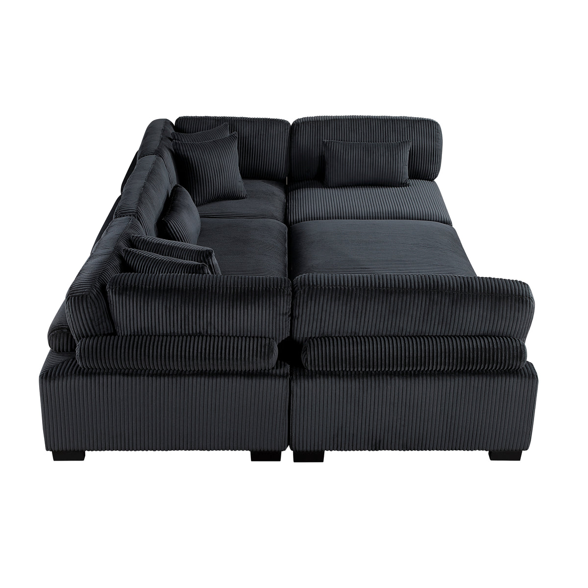 Traverse Black 5-Piece Corduroy Modular Sectional with Ottoman from Homelegance - Luna Furniture