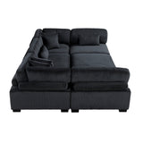 Traverse Black 5-Piece Corduroy Modular Sectional with Ottoman from Homelegance - Luna Furniture