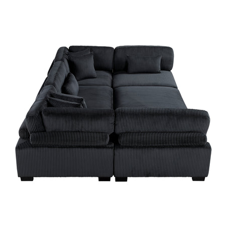 Traverse Black 5-Piece Corduroy Modular Sectional with Ottoman from Homelegance - Luna Furniture