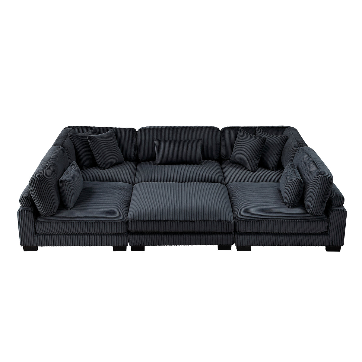 Traverse Black 5-Piece Corduroy Modular Sectional with Ottoman from Homelegance - Luna Furniture