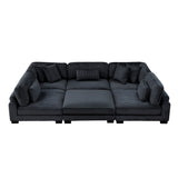 Traverse Black 5-Piece Corduroy Modular Sectional with Ottoman from Homelegance - Luna Furniture