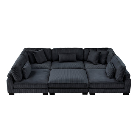 Traverse Black 5-Piece Corduroy Modular Sectional with Ottoman from Homelegance - Luna Furniture