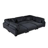 Traverse Black 5-Piece Corduroy Modular Sectional with Ottoman from Homelegance - Luna Furniture