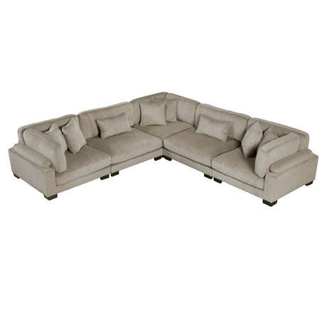 Traverse Taupe 6-Piece Corduroy Modular Sectional with Ottomans from Homelegance - Luna Furniture