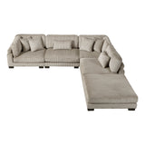 Traverse Taupe 5-Piece Corduroy Modular Sectional with Ottoman from Homelegance - Luna Furniture
