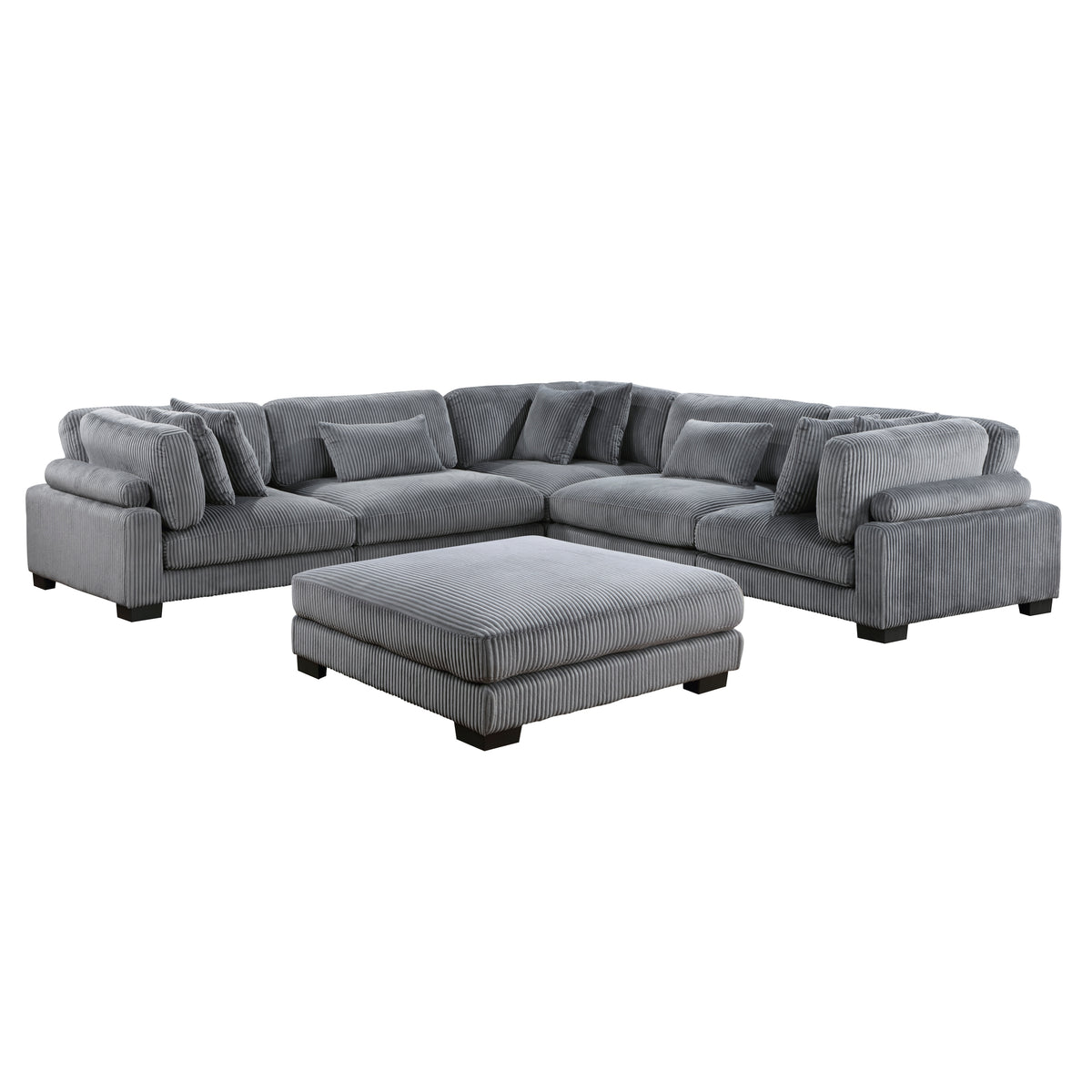 Traverse Gray 6-Piece Corduroy Modular Sectional with Ottoman from Homelegance - Luna Furniture
