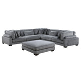 Traverse Gray 6-Piece Corduroy Modular Sectional with Ottoman from Homelegance - Luna Furniture