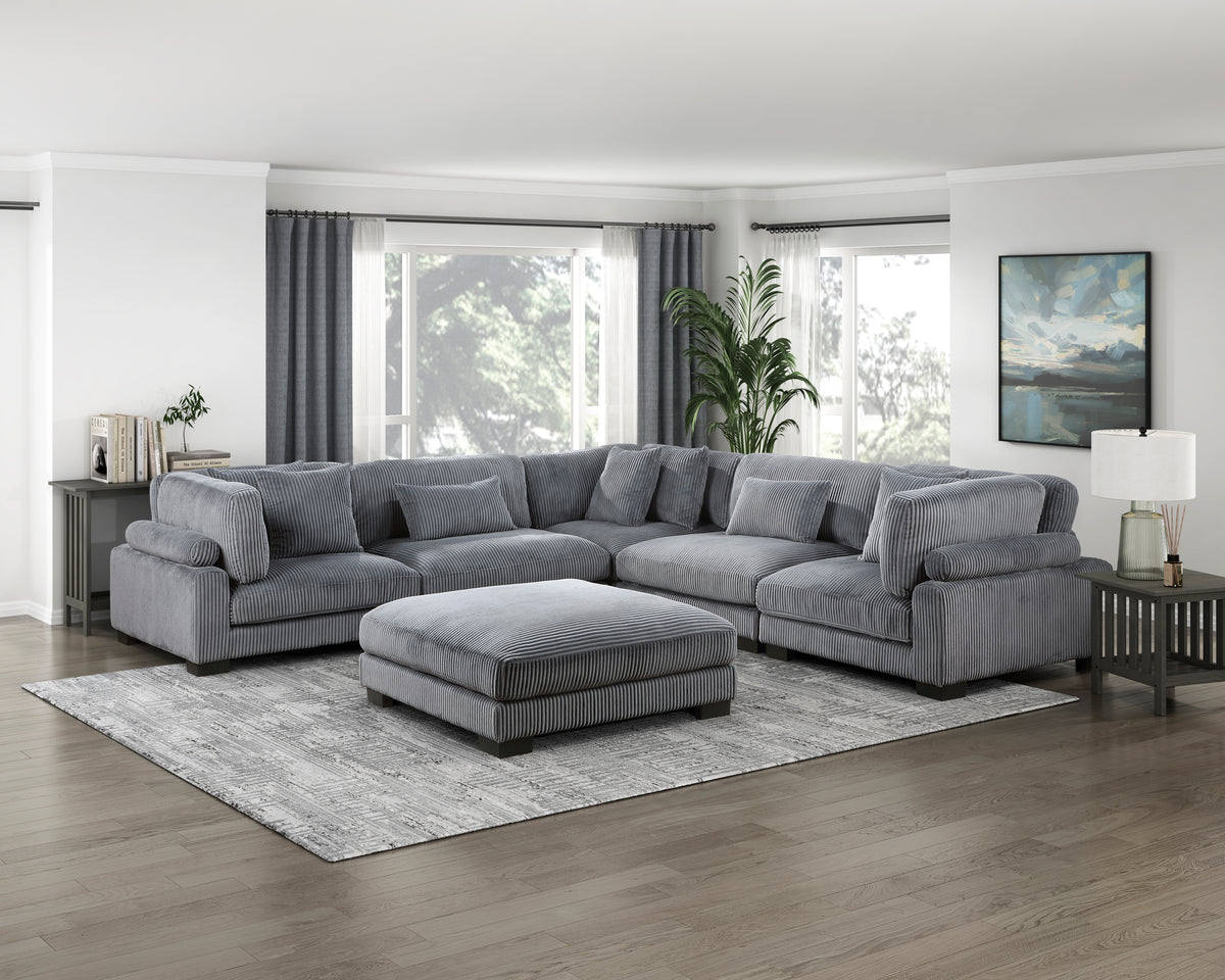 Traverse Gray 6-Piece Corduroy Modular Sectional from Homelegance - Luna Furniture