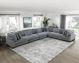 Traverse Gray 6-Piece Corduroy Modular Sectional with Ottoman from Homelegance - Luna Furniture