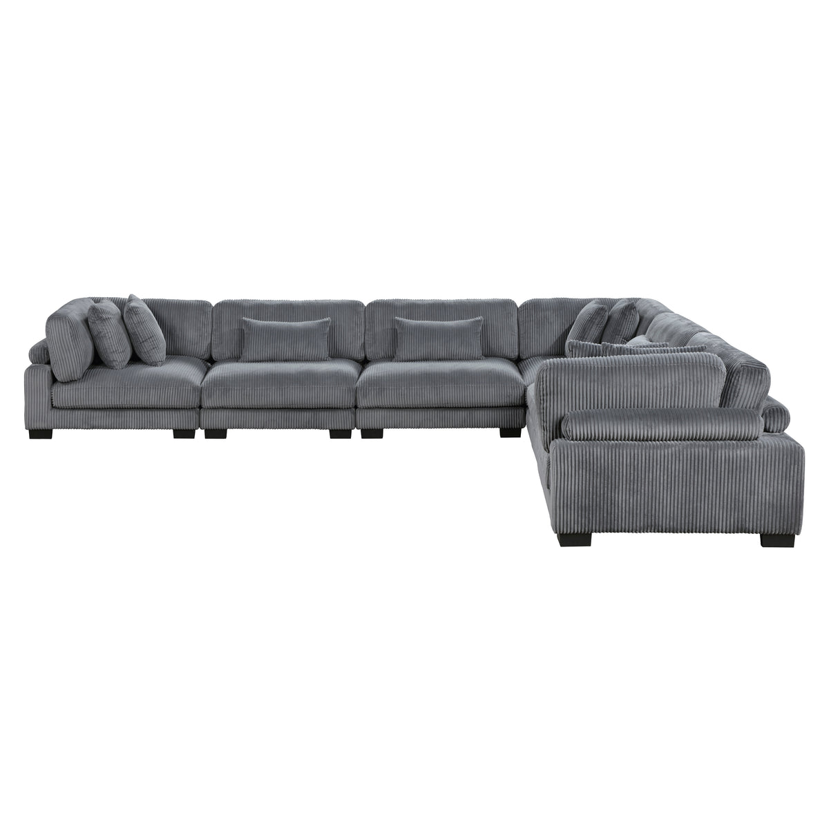 Traverse Gray 6-Piece Corduroy Modular Sectional with Ottoman from Homelegance - Luna Furniture